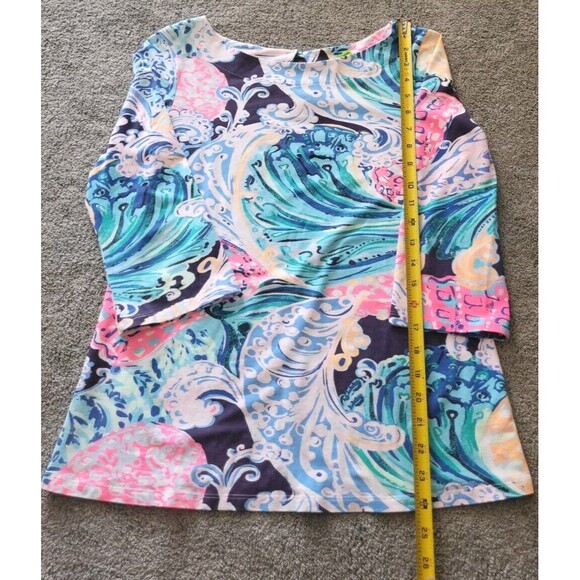 Lilly Pulitzer All that she wants Waverly Multicolor Floral 3/4 Sleeves Blouse S - Picture 8 of 8